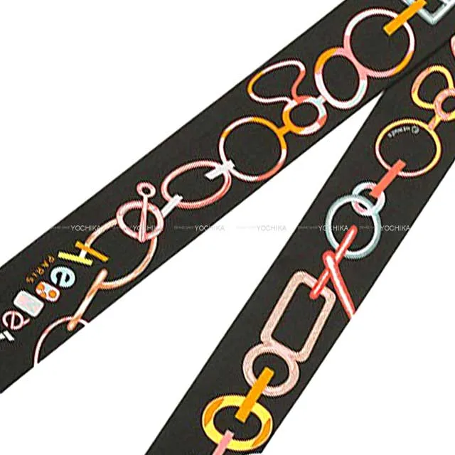 2023SS HERMES scarf Twilly Do Re Boucles Noir(Black)/Rose/Multicolor Silk100%[BRAND NEW][Authentic]