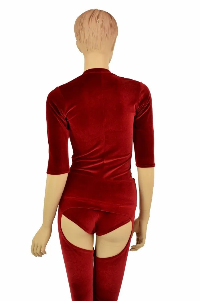 2PC Red Velvet Chaps Set