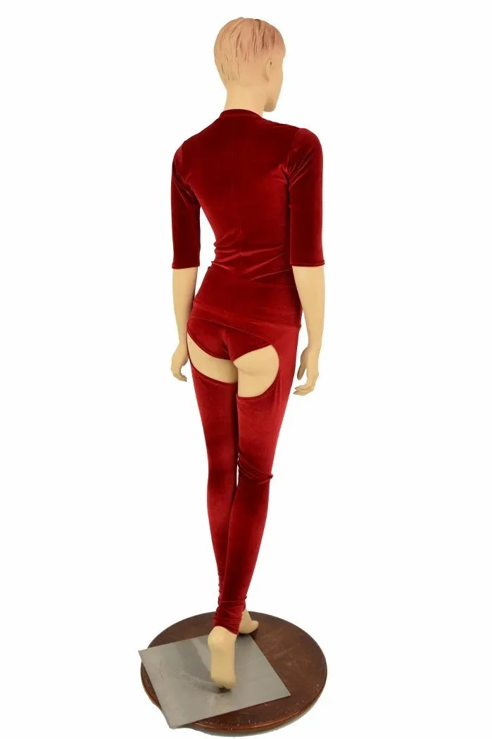 2PC Red Velvet Chaps Set