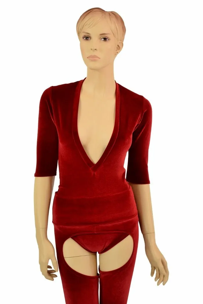 2PC Red Velvet Chaps Set