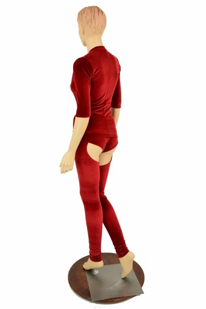 2PC Red Velvet Chaps Set