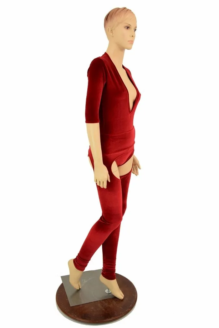 2PC Red Velvet Chaps Set