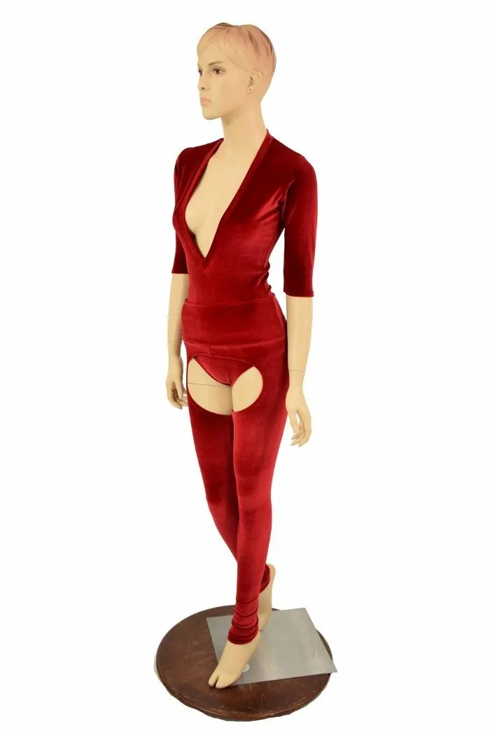 2PC Red Velvet Chaps Set