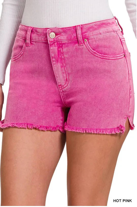 Acid Wash Denim Shorts
