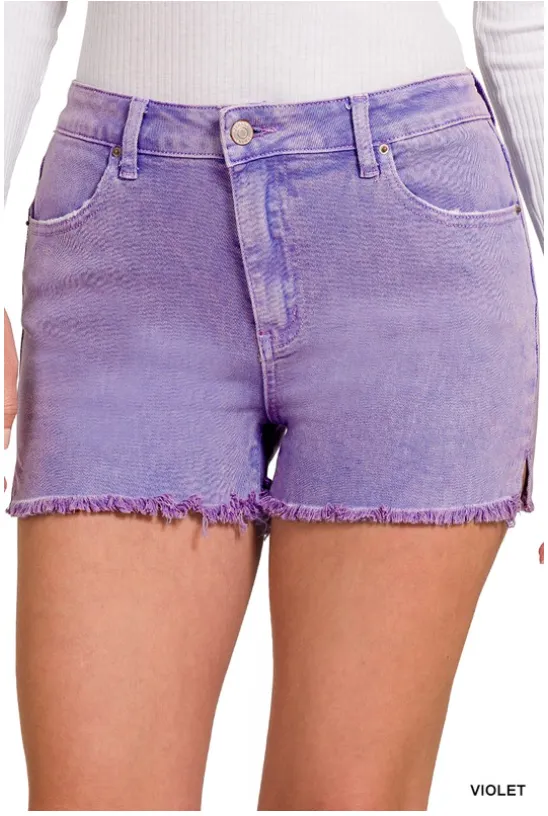 Acid Wash Denim Shorts