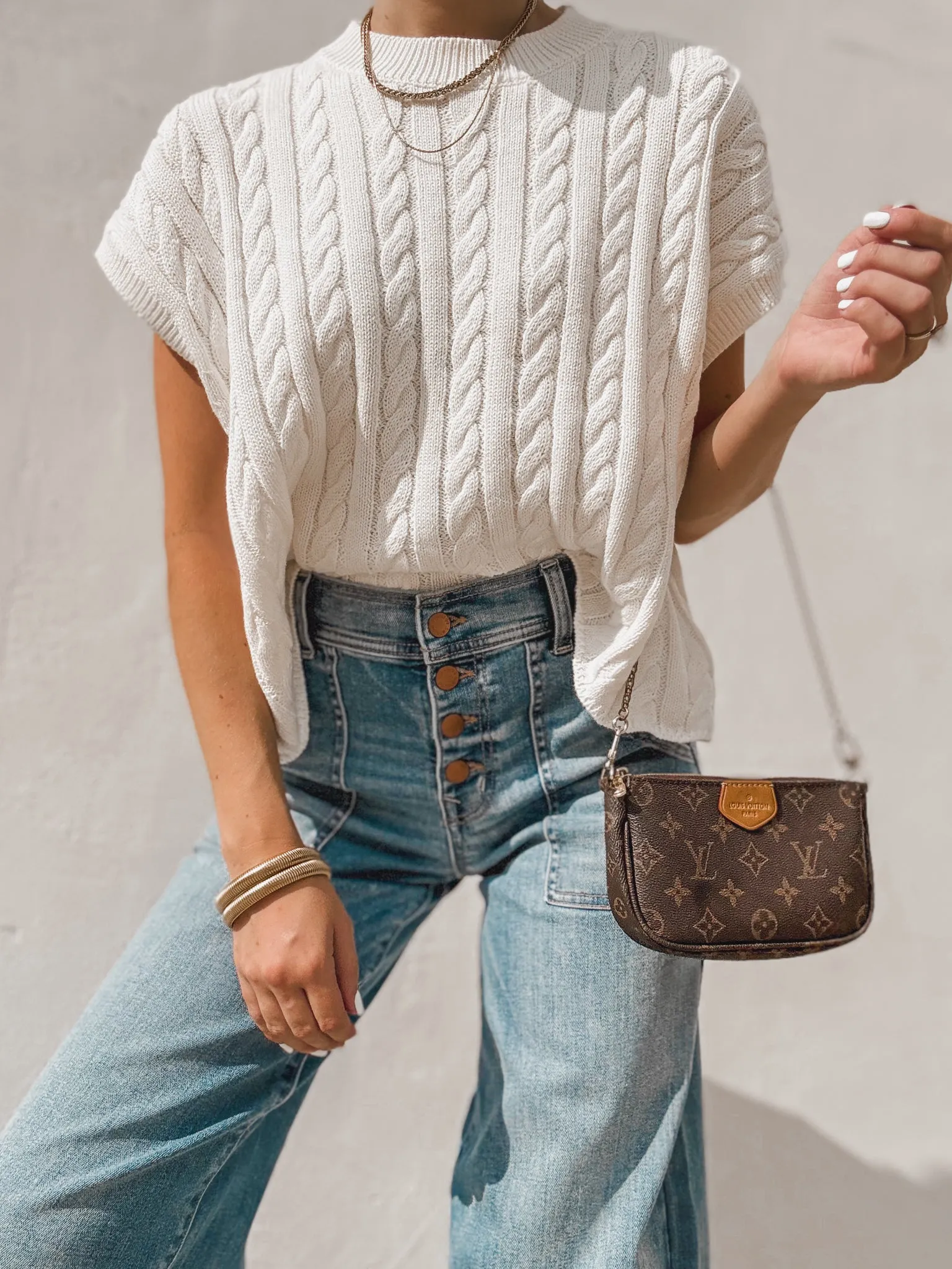 Alina Cropped Sweater in Cream