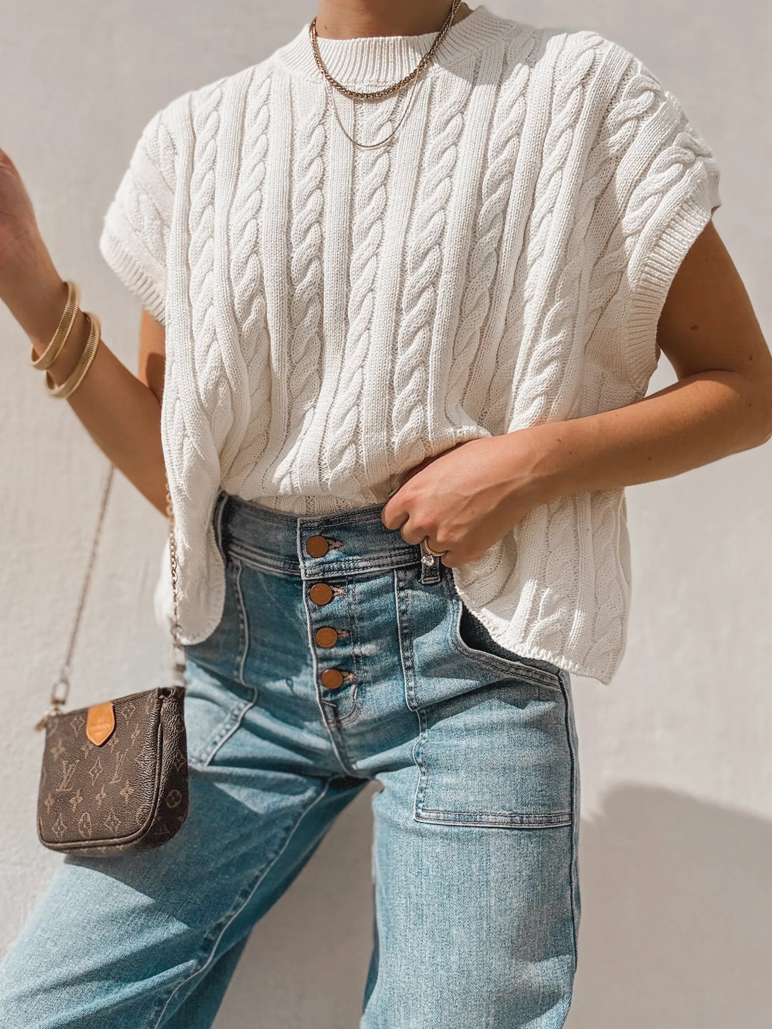 Alina Cropped Sweater in Cream