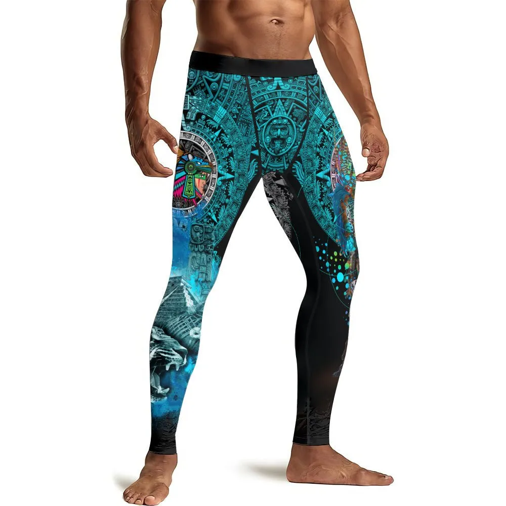 Aztec Jaguar Warrior Men's Compression Leggings