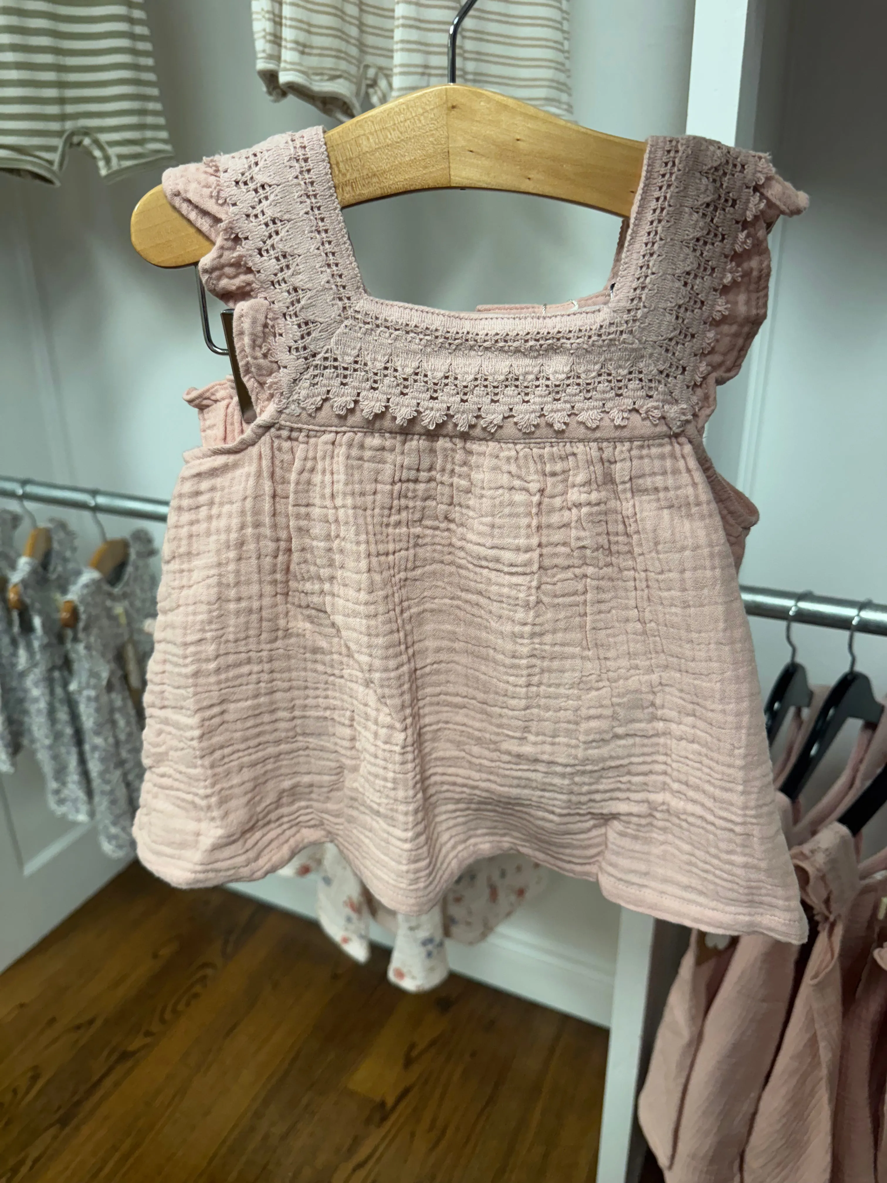 Baby Girls Muslin Oxford Bloomer Set