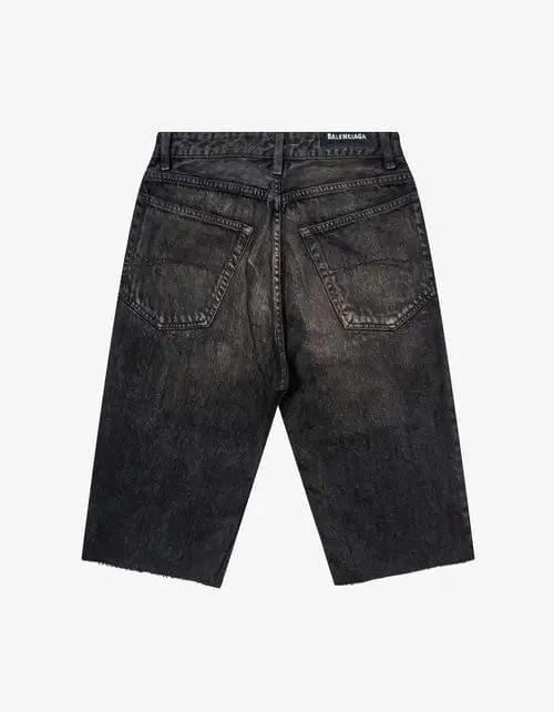 Balenciaga Dark Brown Slim Denim Shorts
