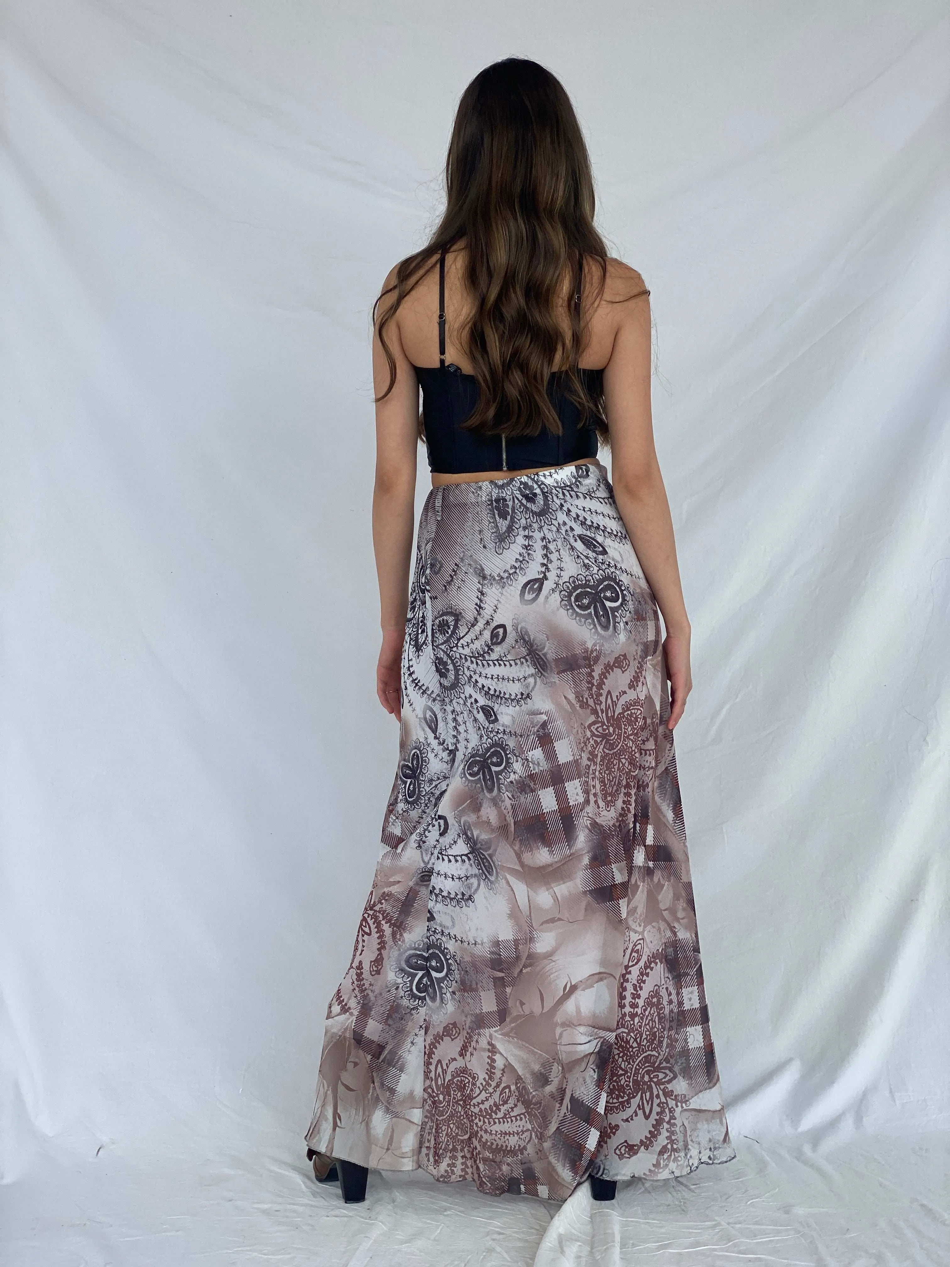Beautiful 90s Le Mirage Printed Maxi Skirt