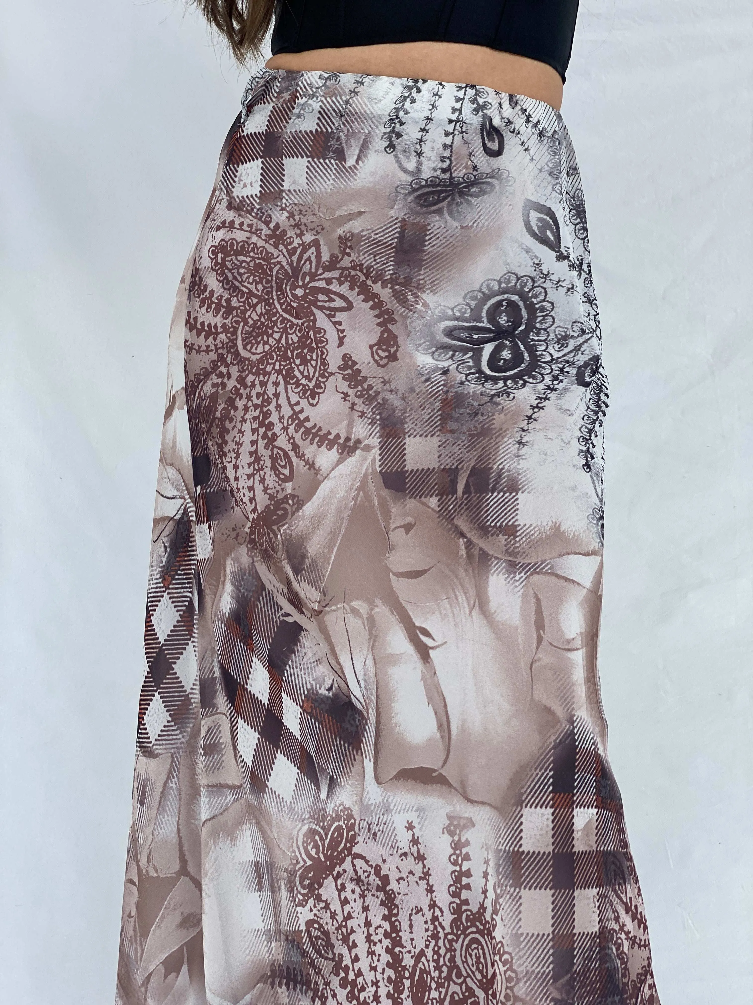Beautiful 90s Le Mirage Printed Maxi Skirt