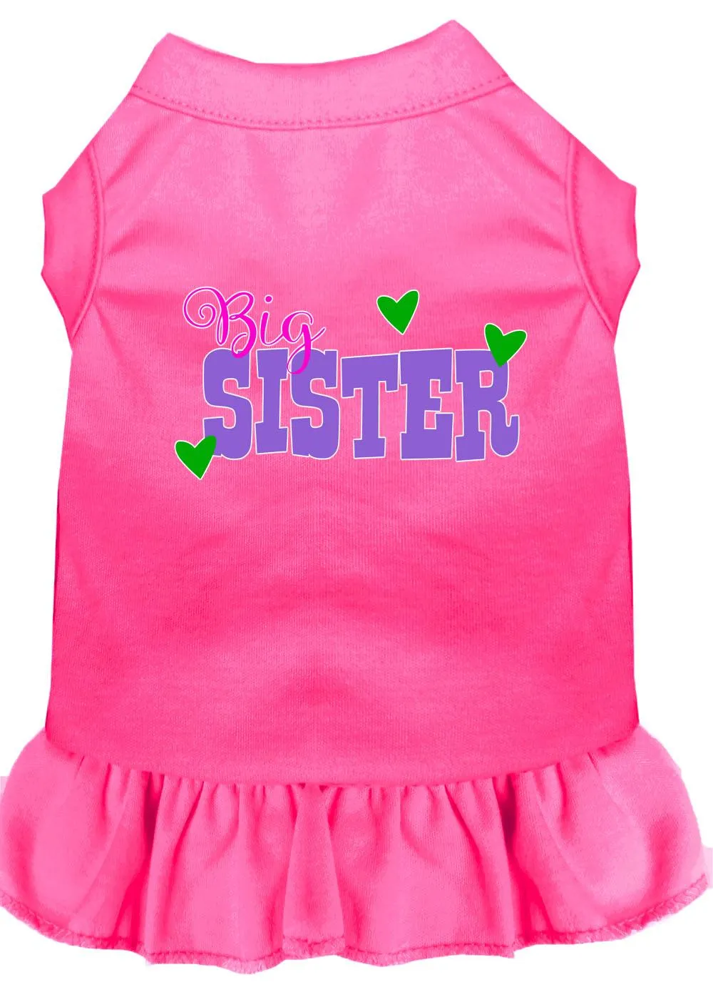 Big Sister Screen Print Dog Dress Bright Pink Xl