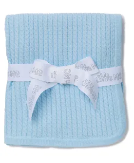 Blue Cable Knit Receiving Blanket