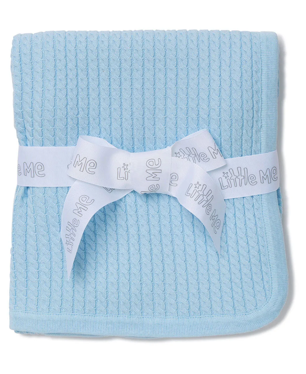 Blue Cable Knit Receiving Blanket