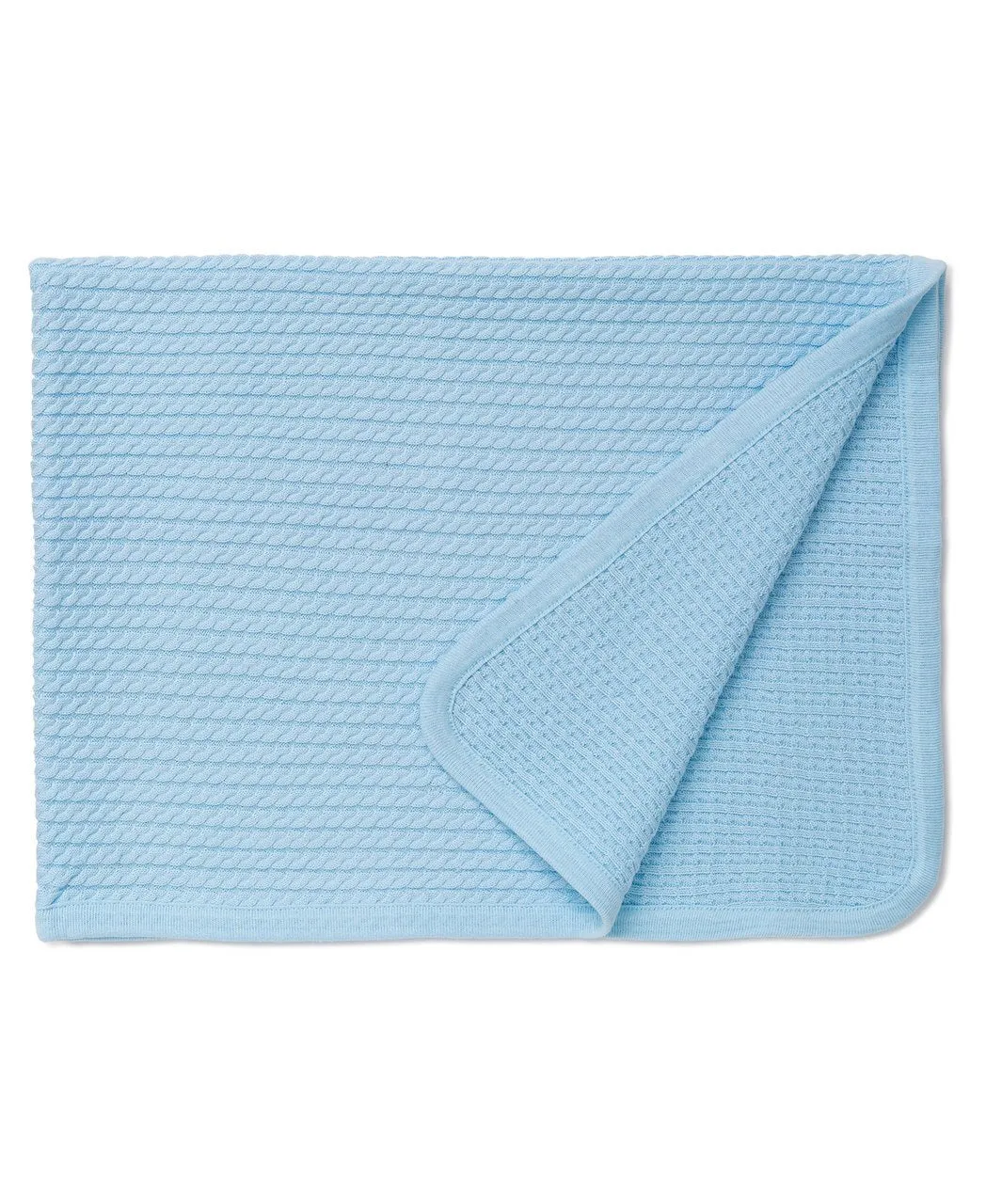 Blue Cable Knit Receiving Blanket