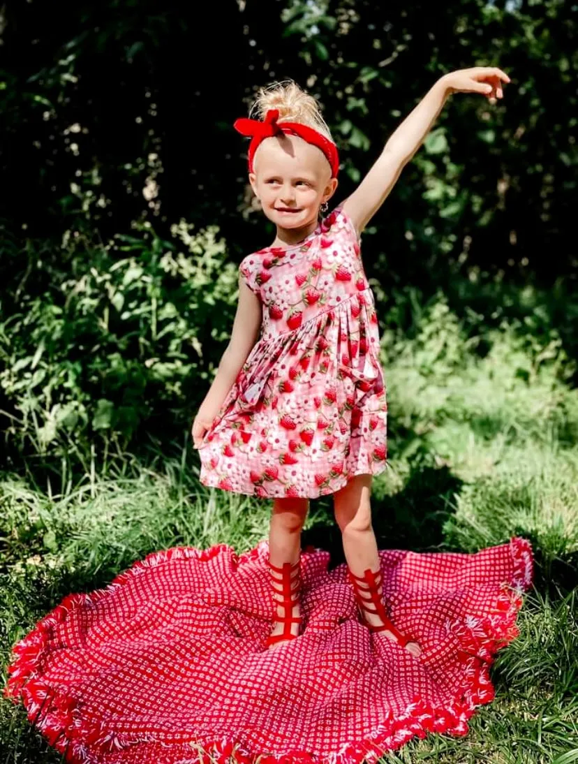 Bowback Pocket Dress ~ Berry Patch