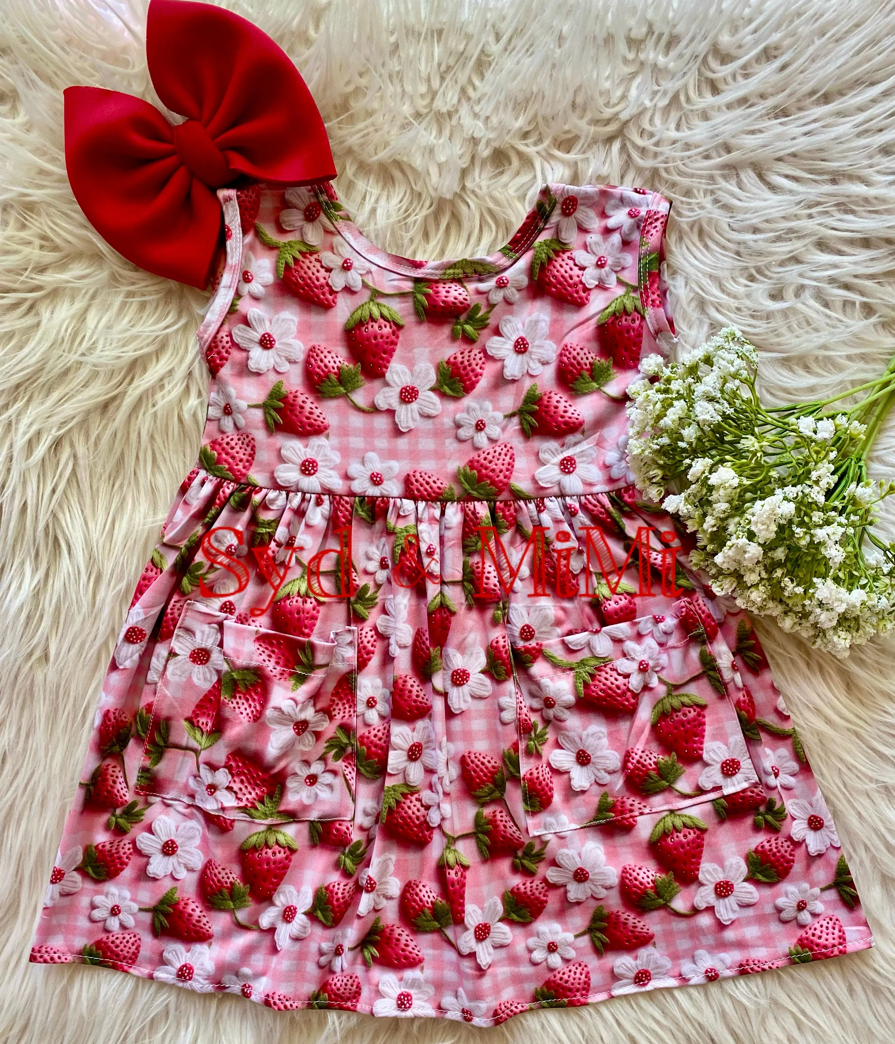 Bowback Pocket Dress ~ Berry Patch