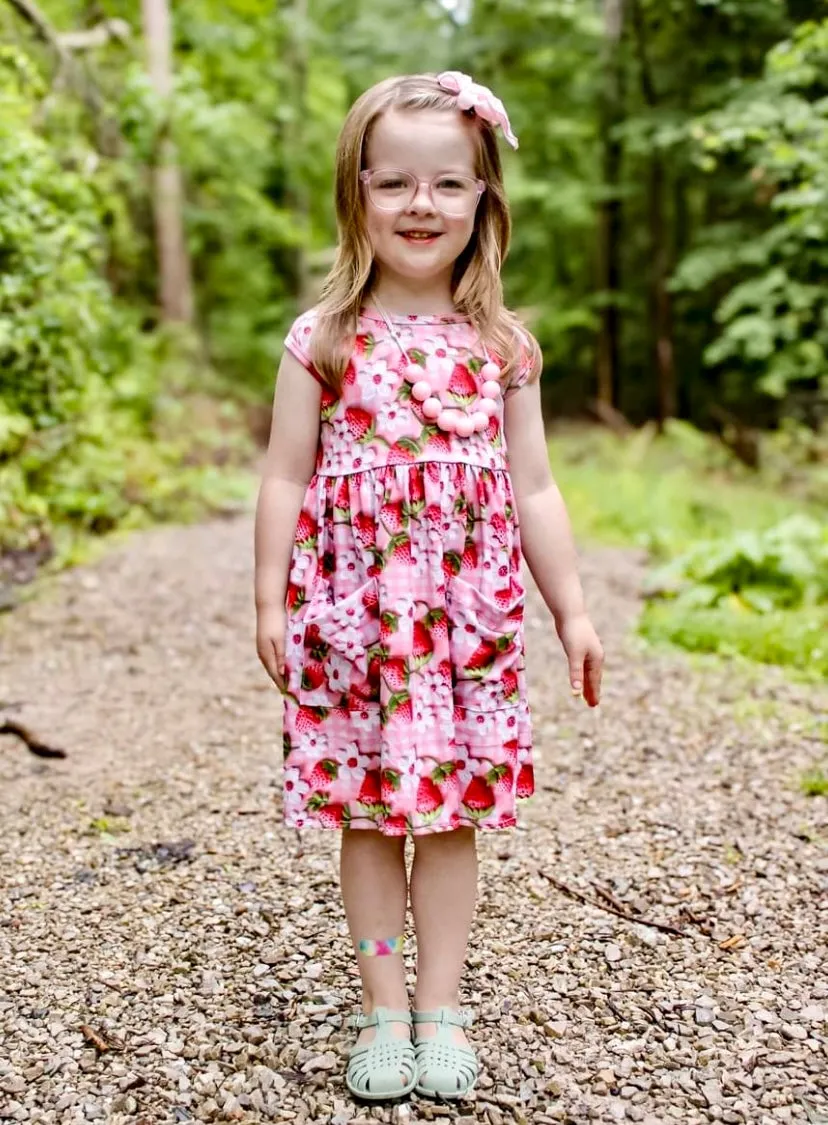 Bowback Pocket Dress ~ Berry Patch