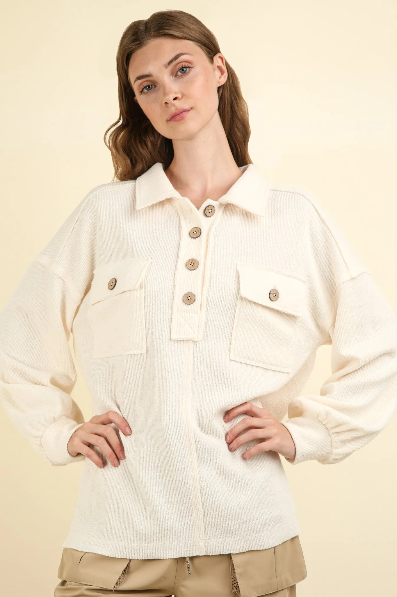 Button Down Henley Top