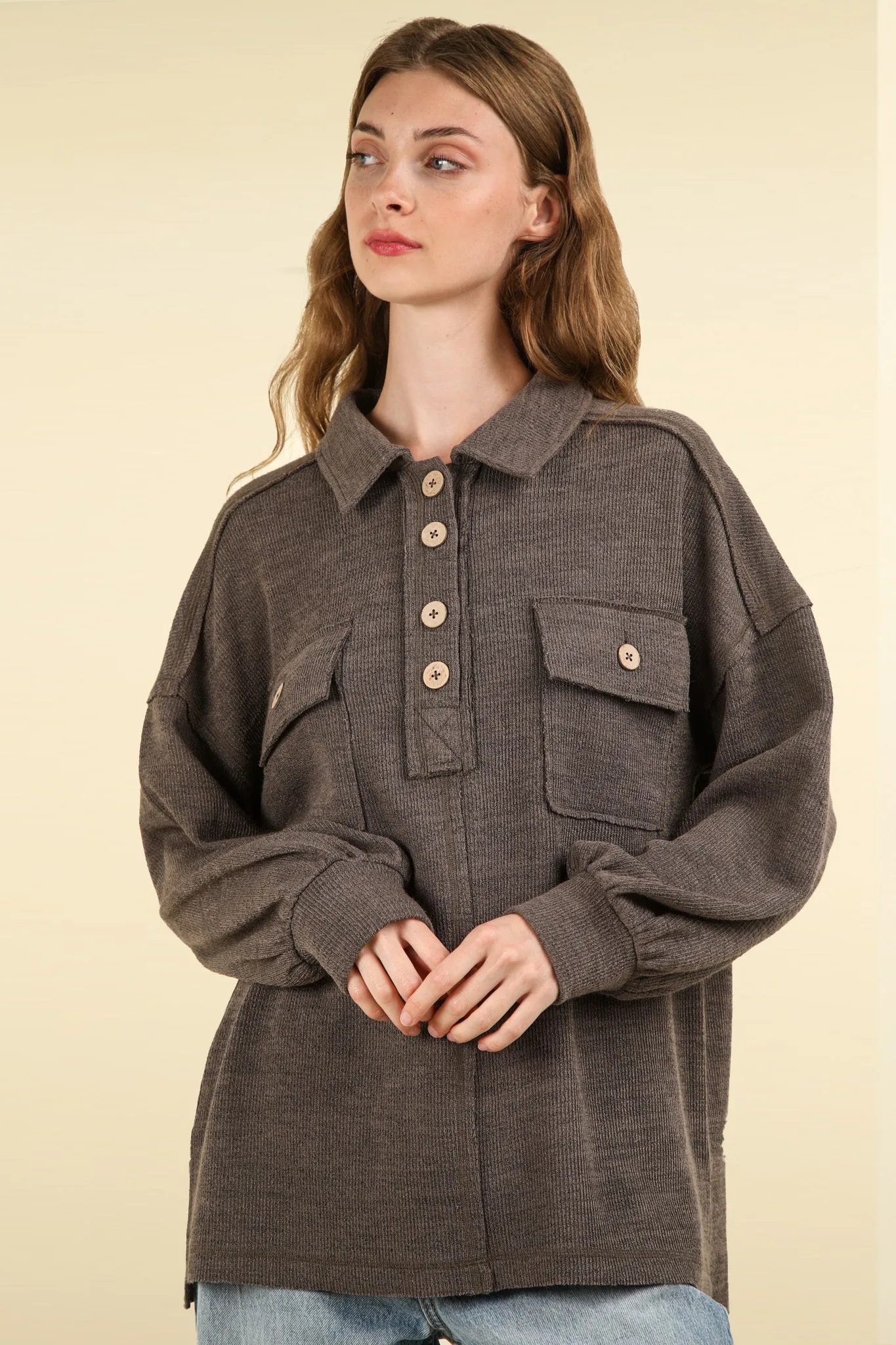 Button Down Henley Top