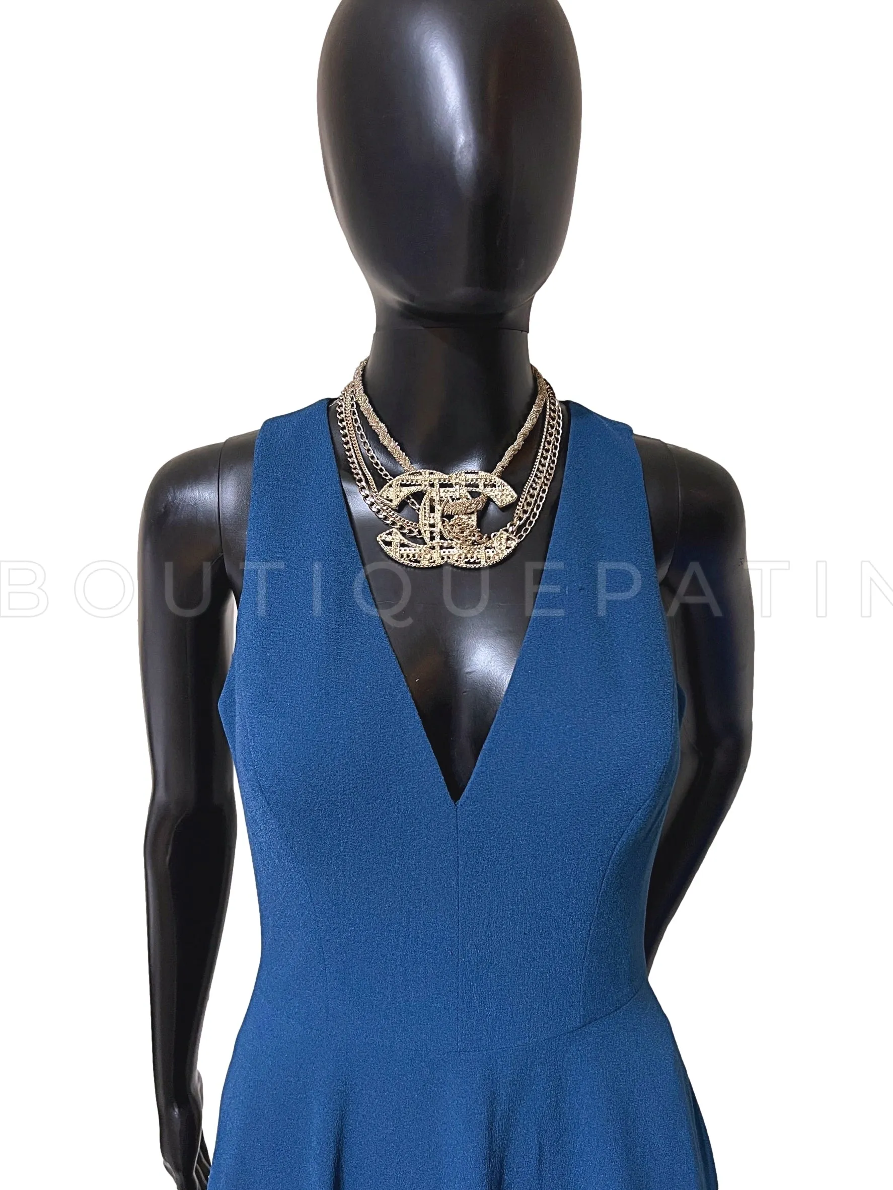 Chanel 13B Oversized "Tweed" Giant CC Multi Chain Choker
