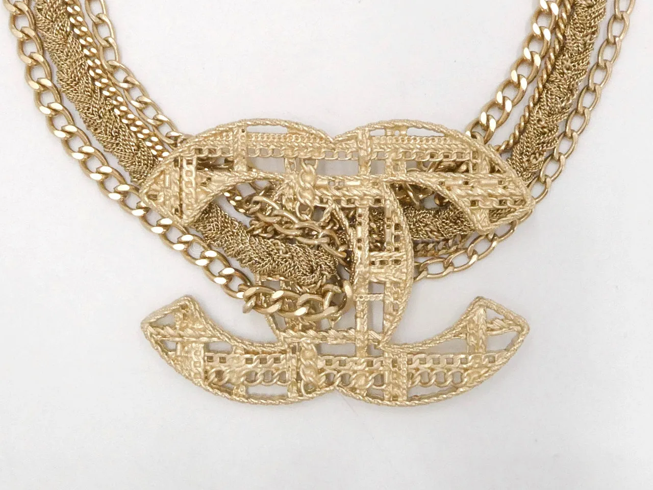 Chanel 13B Oversized "Tweed" Giant CC Multi Chain Choker