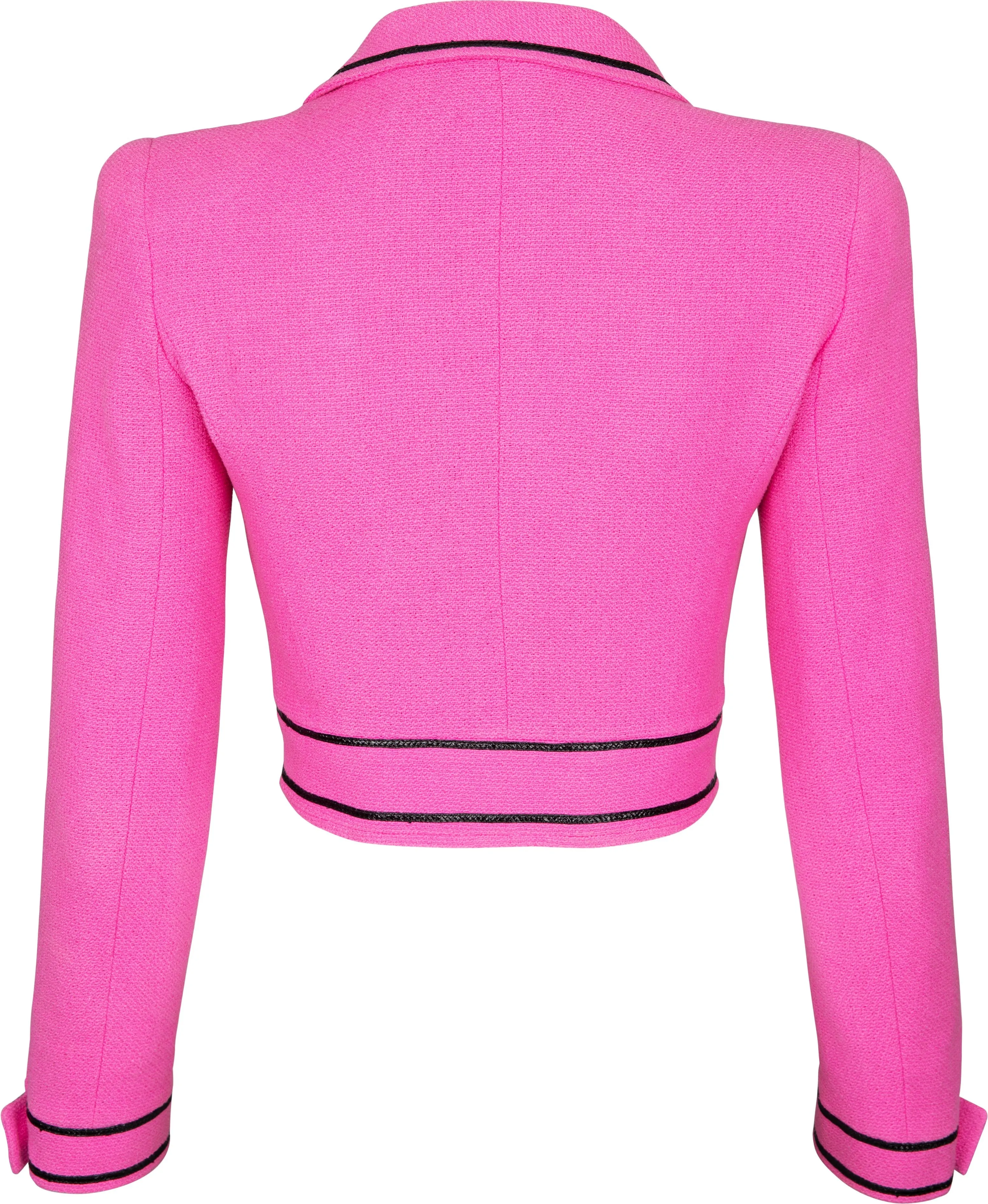 Chanel Spring 1995 Runway Tweed Cropped Pink Blazer