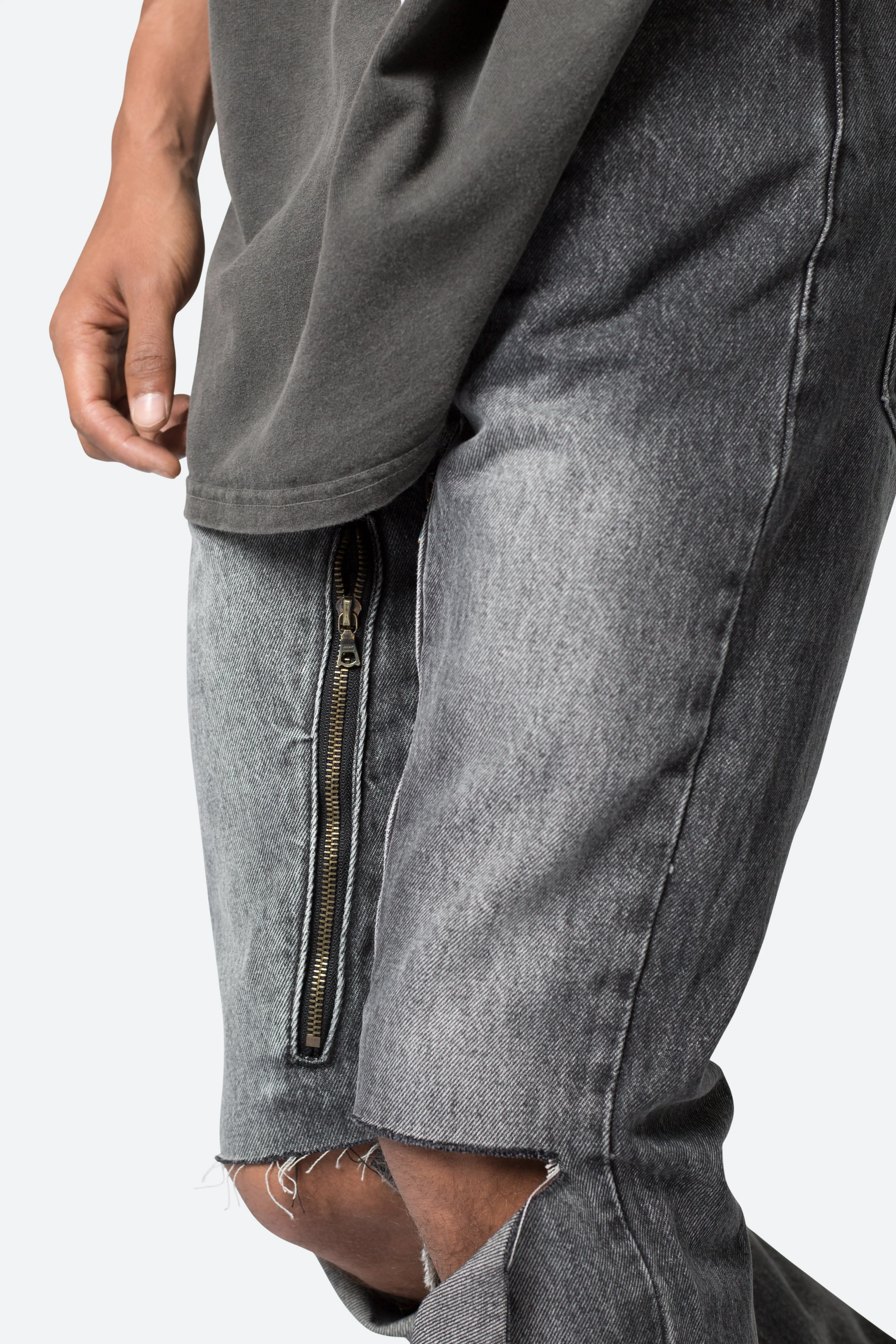 D530 Zipper Straight Denim - Washed Black