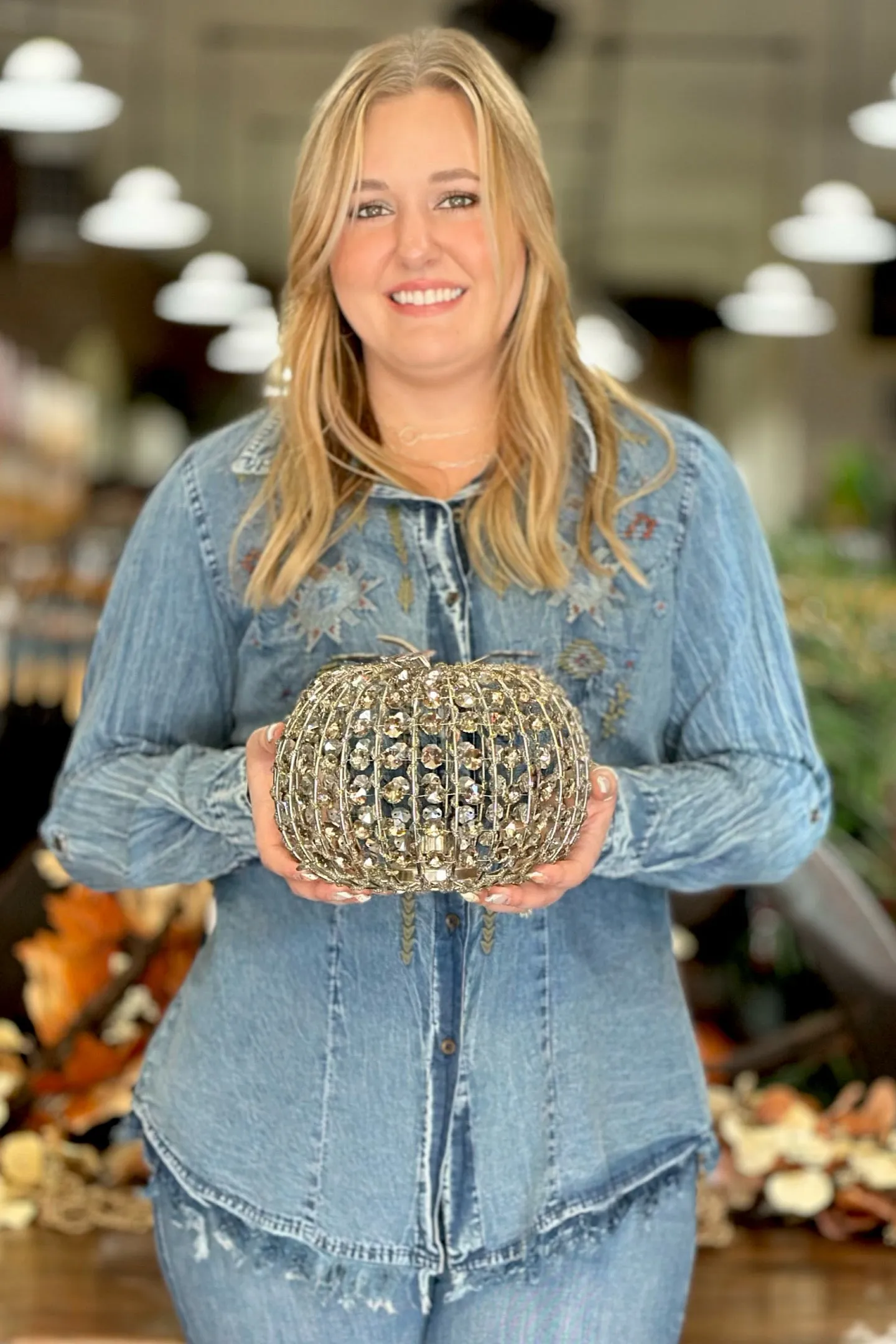 Denim Embroidered Button Down