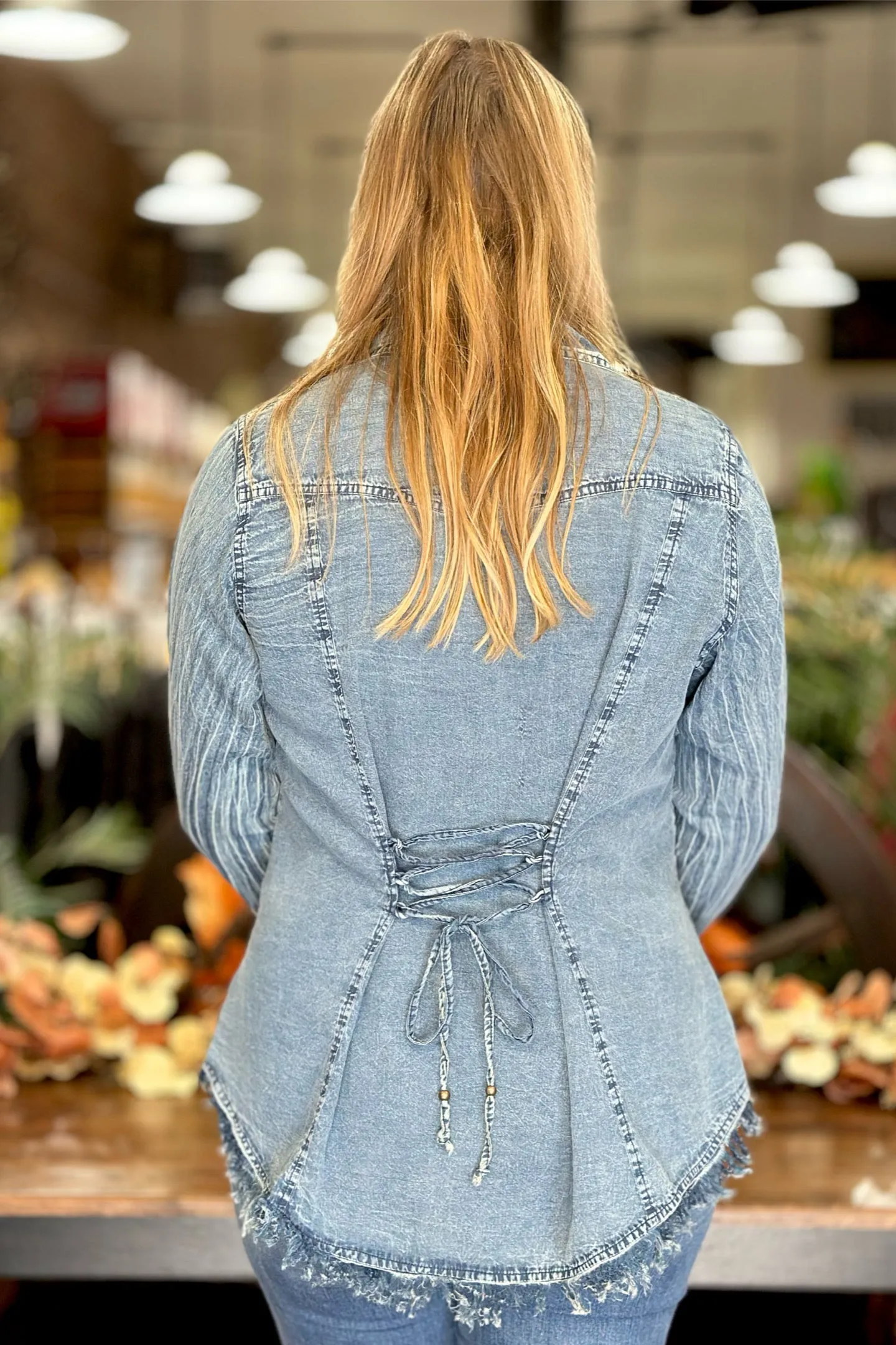 Denim Embroidered Button Down