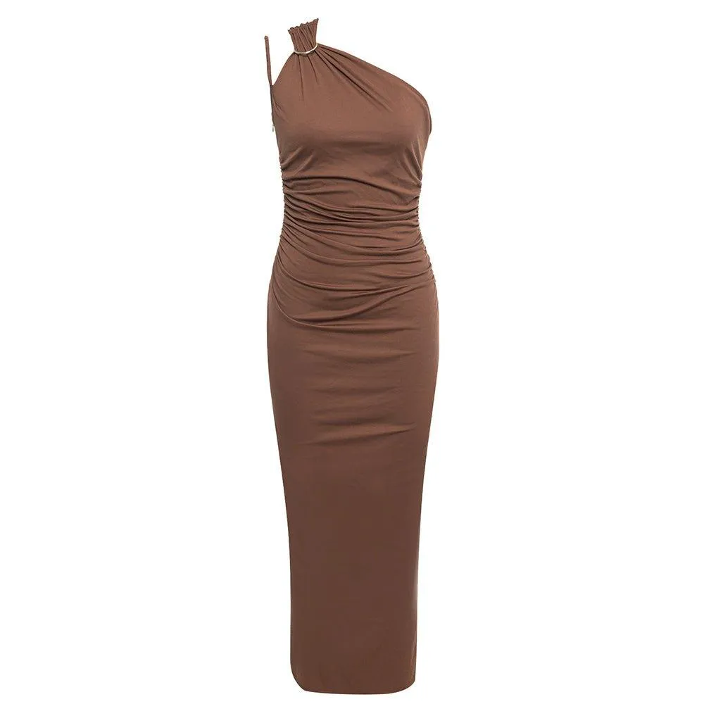 GFIT® One Shoulder Sleeveless Slit Maxi Bodycon Dress