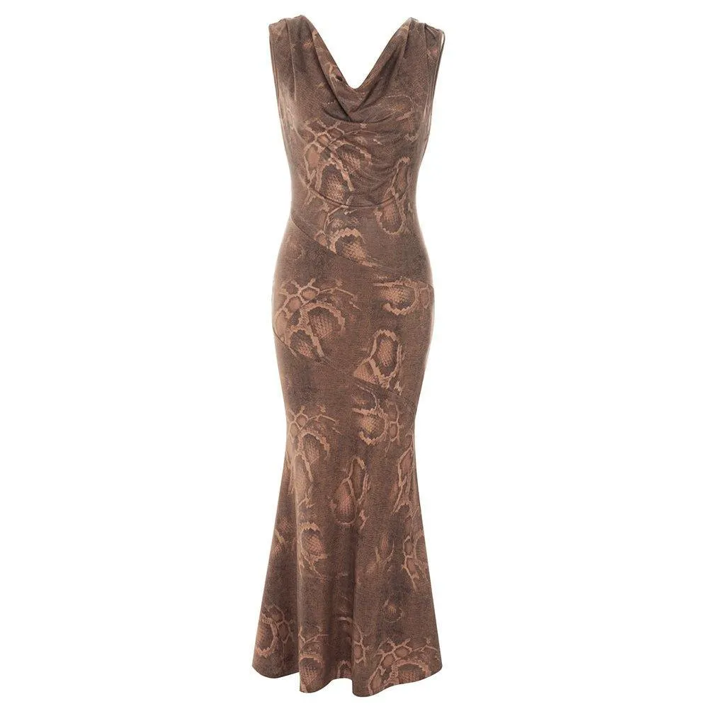 GFIT® V Neck Sleeveless Maxi Tie Bodycon Dress