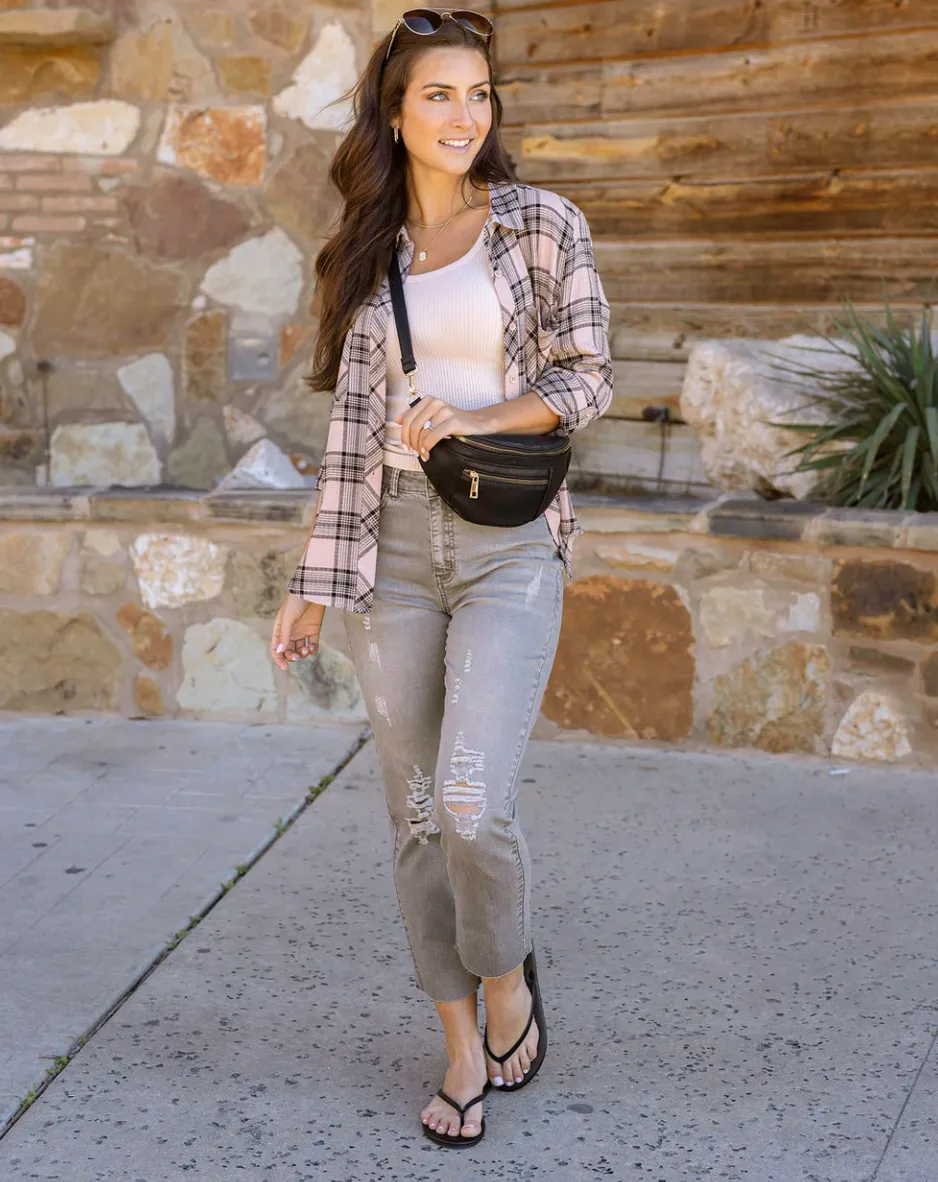 Grace & Lace Mel's Fave Straight Leg Cropped Denim - Grey