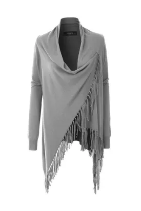 Gray Fringe Cardigan