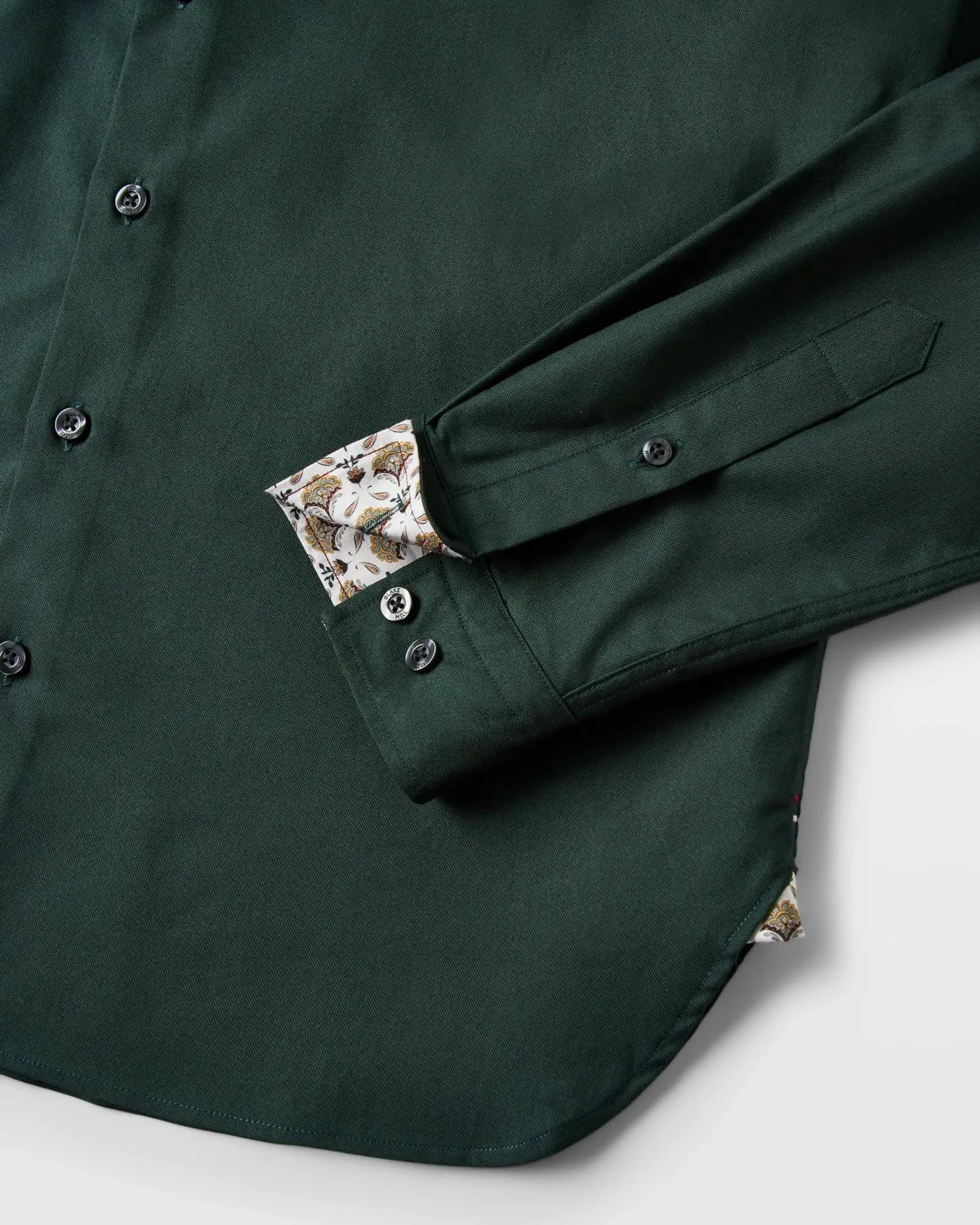 Green Oxford Button-Down with Yellow Flora Accents