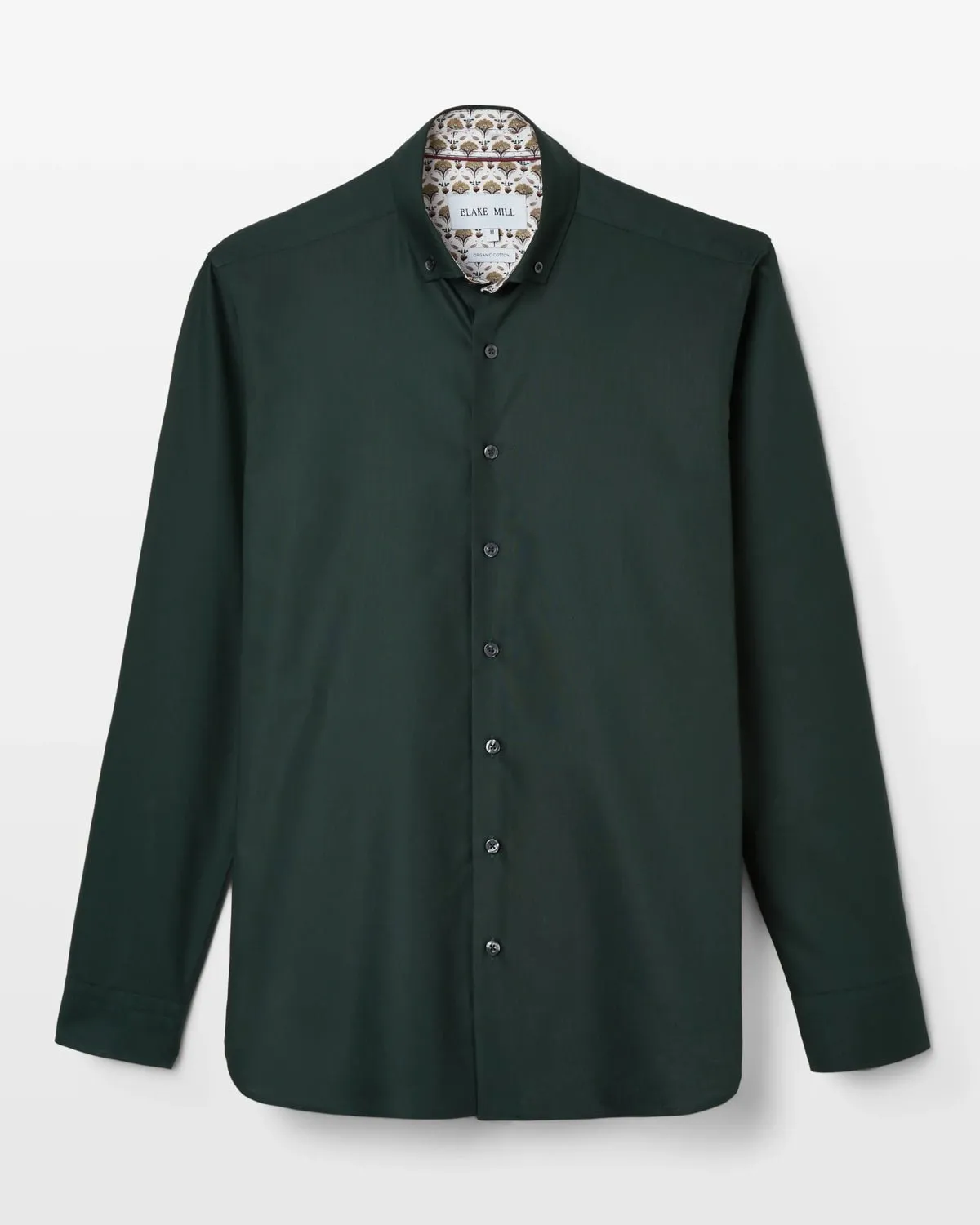 Green Oxford Button-Down with Yellow Flora Accents