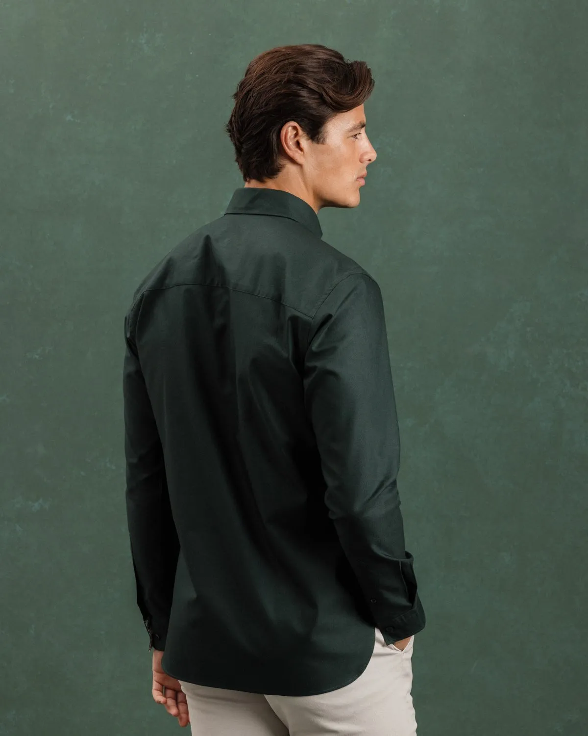 Green Oxford Button-Down with Yellow Flora Accents