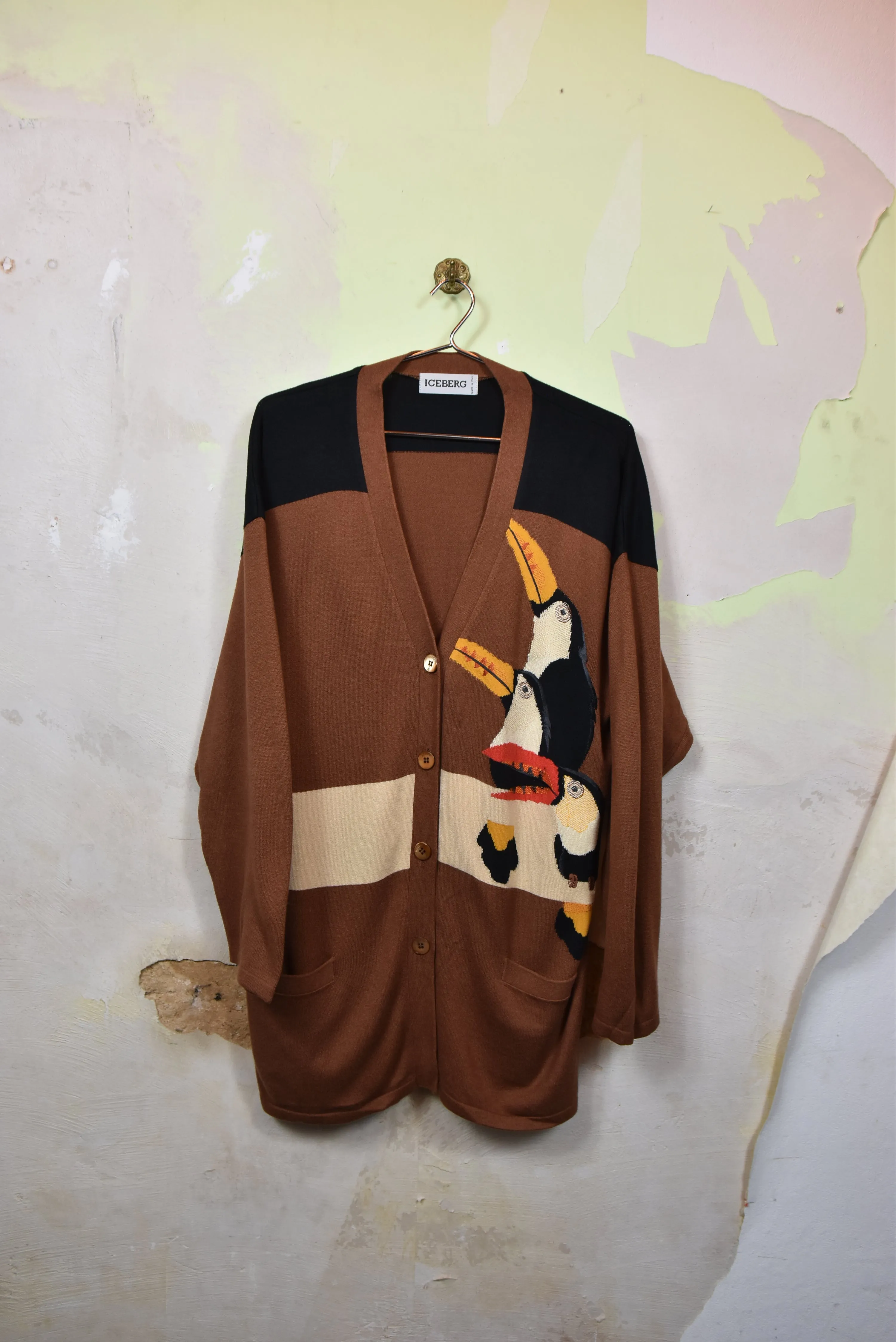 ICEBERG brauner Cadigan mit Muster, Gr. XL