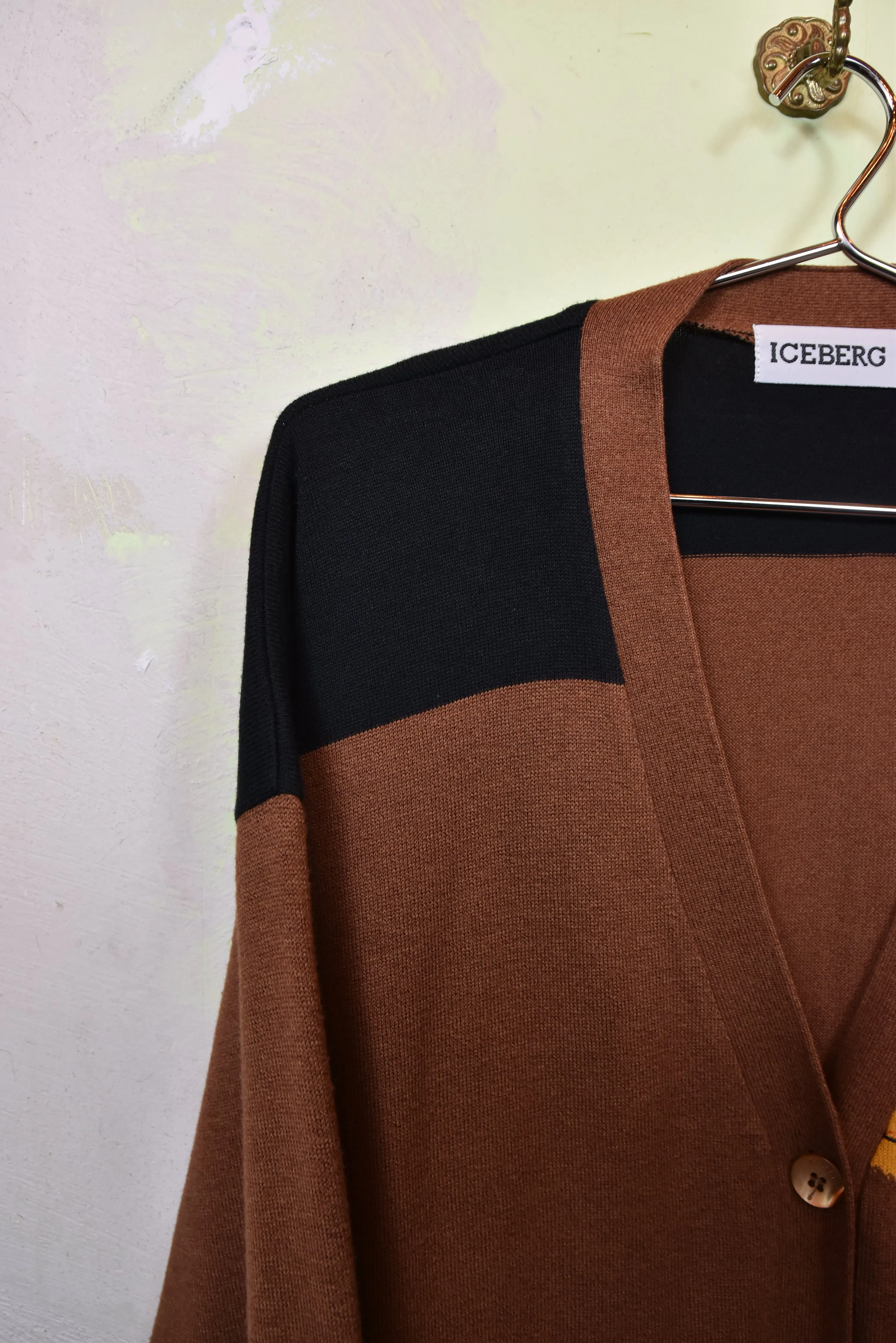 ICEBERG brauner Cadigan mit Muster, Gr. XL