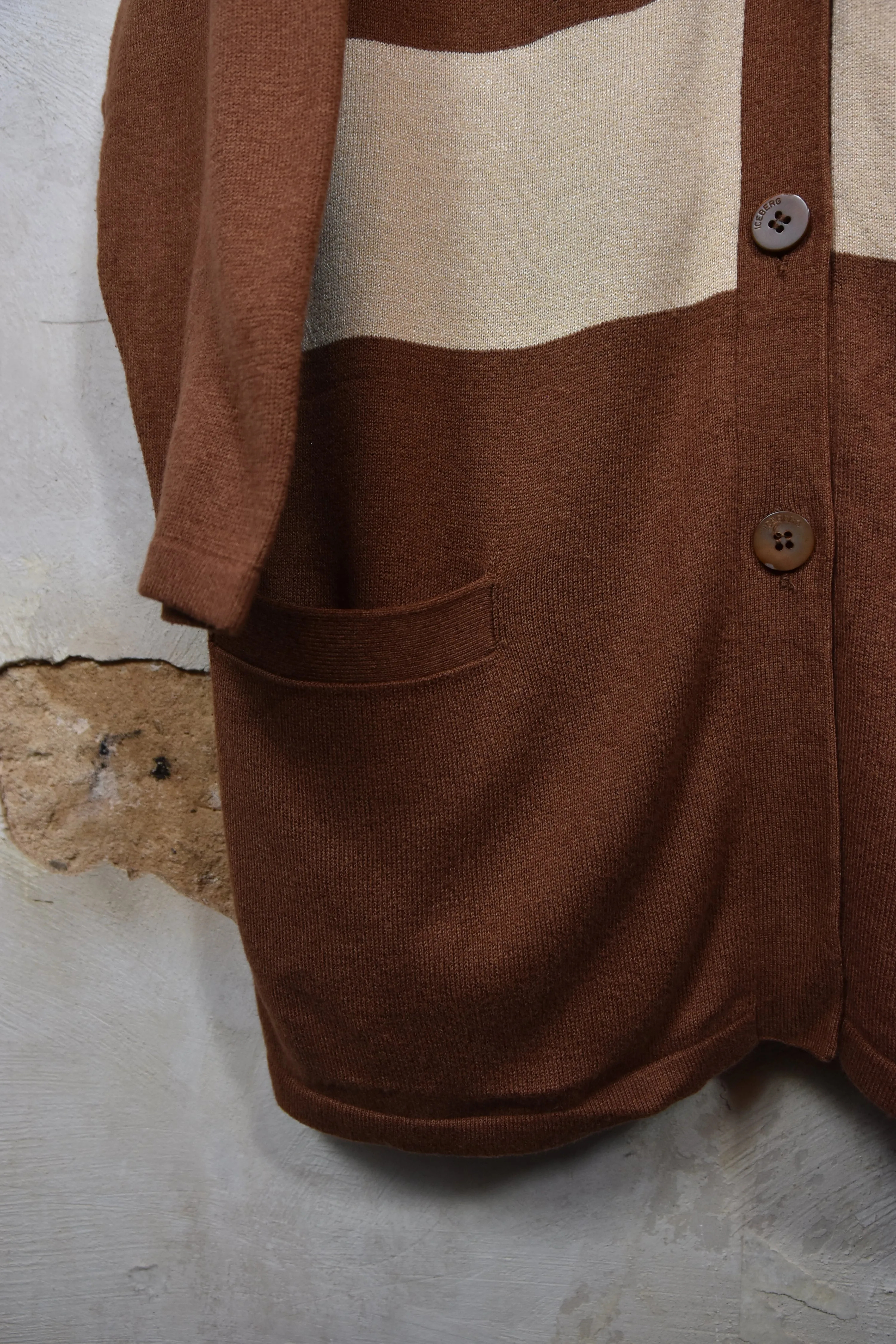 ICEBERG brauner Cadigan mit Muster, Gr. XL