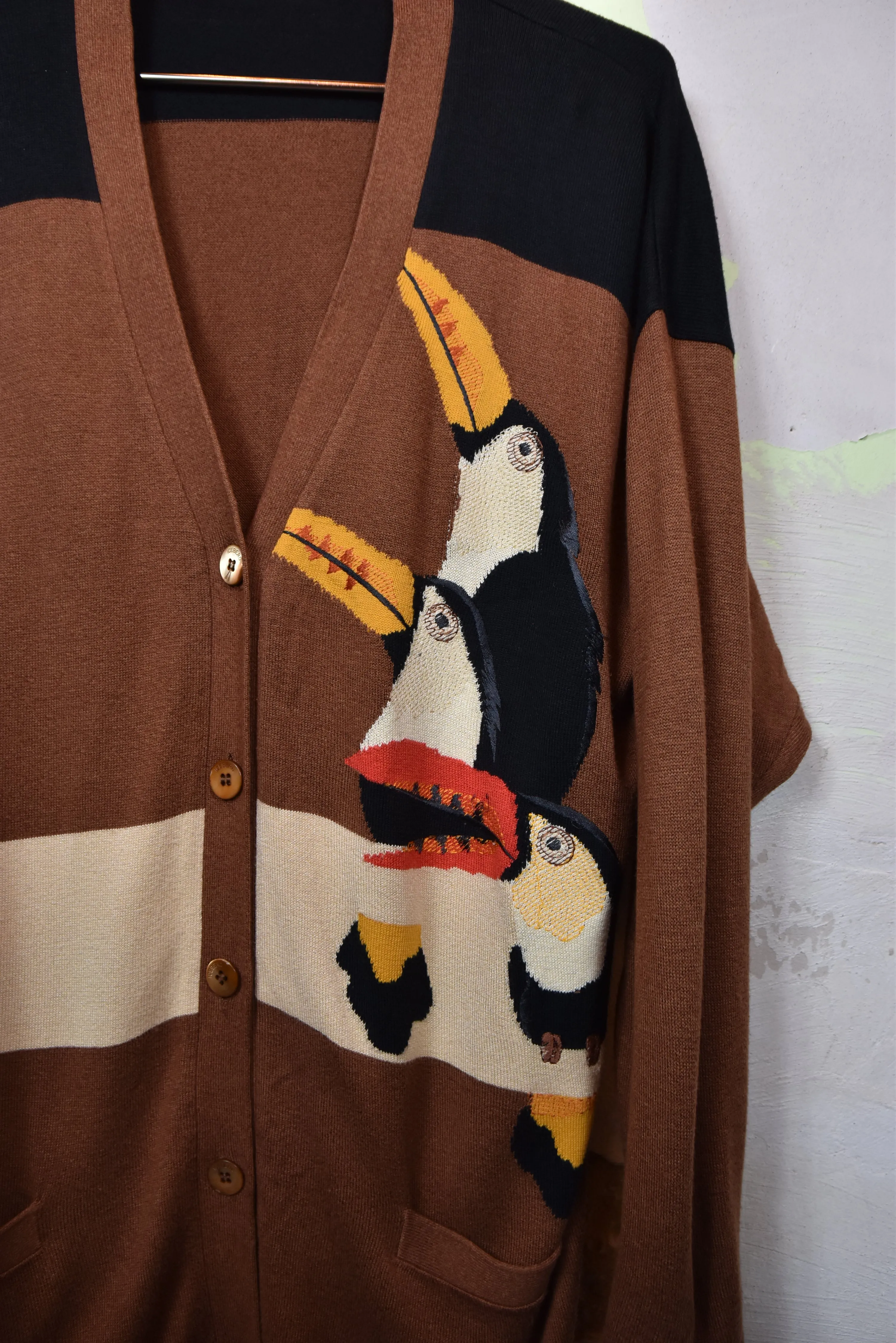 ICEBERG brauner Cadigan mit Muster, Gr. XL
