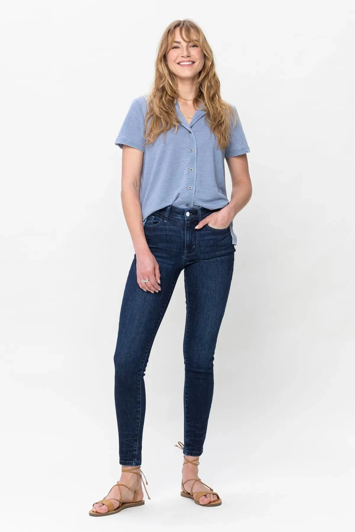 Judy Blue Crinkle Ankle Detail Skinny