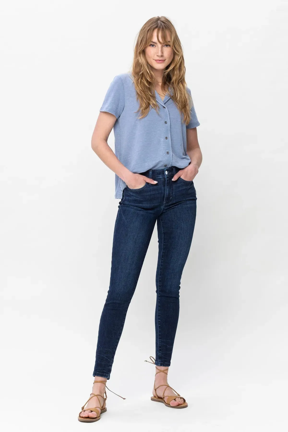 Judy Blue Crinkle Ankle Detail Skinny