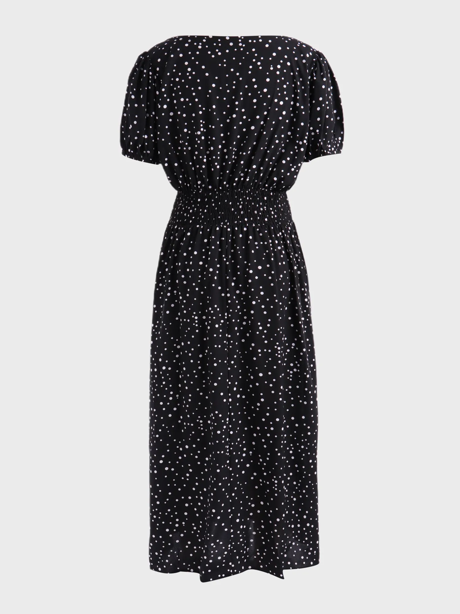 Midsize Square Neck Slimming Polka Dots Maxi Dress