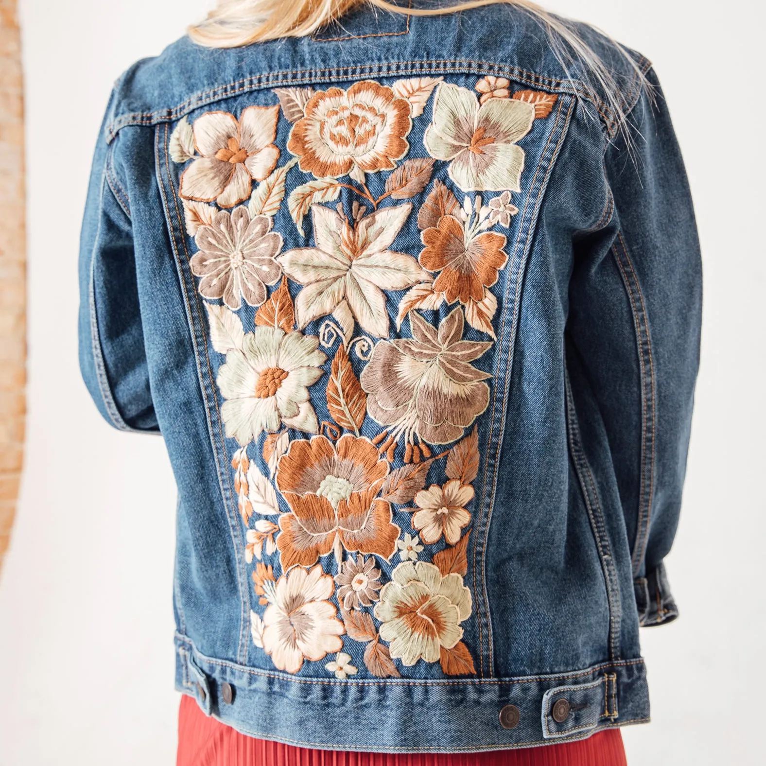 MK22506 - Embroidered Denim Jacket Acid Gray - Hooded