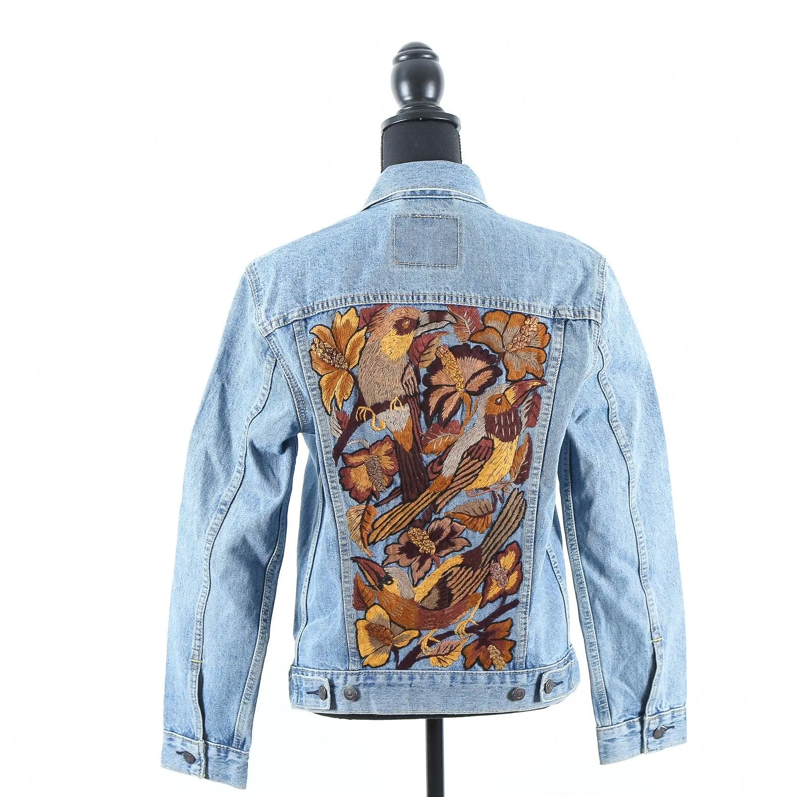 MK22506 - Embroidered Denim Jacket Acid Gray - Hooded