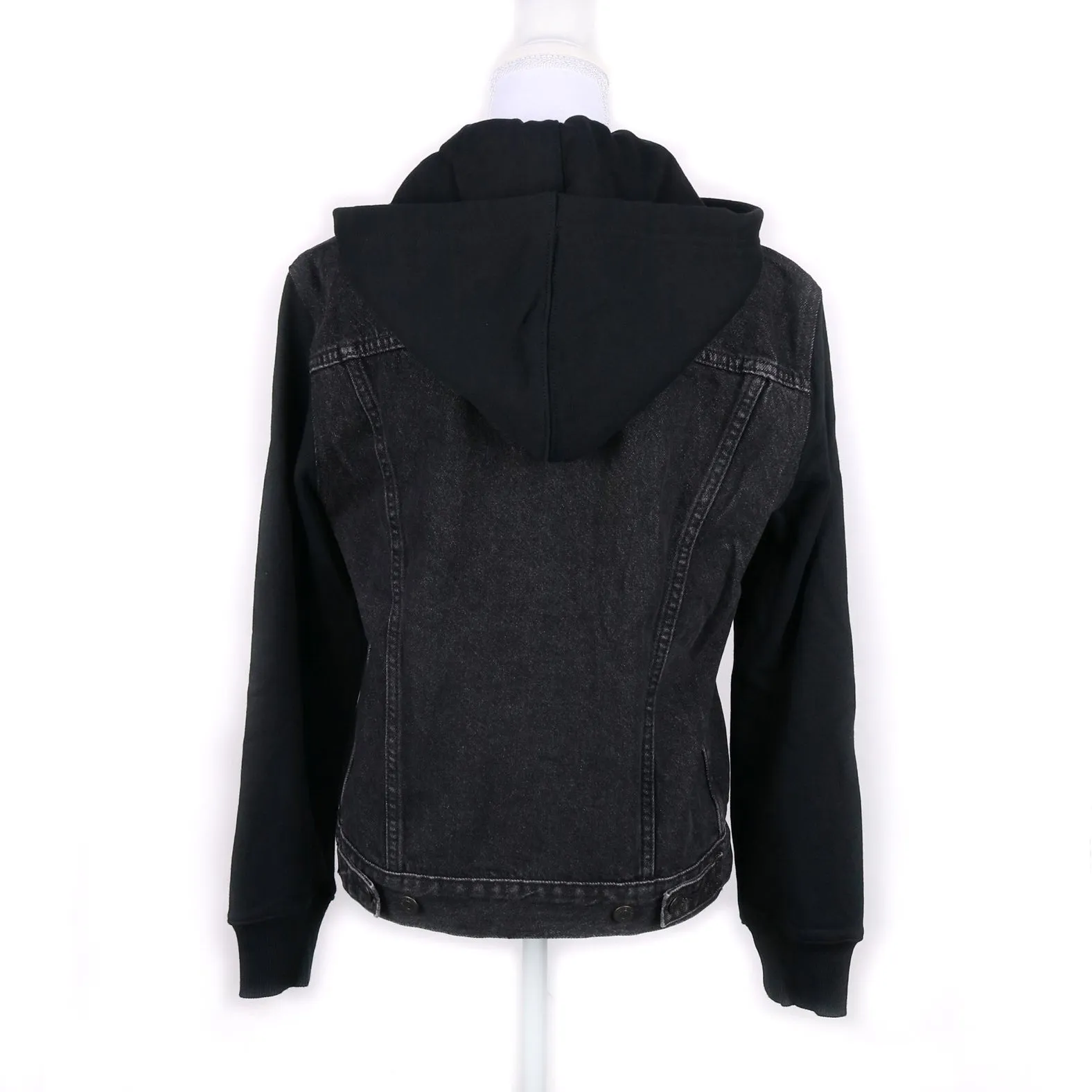 MK22506 - Embroidered Denim Jacket Acid Gray - Hooded