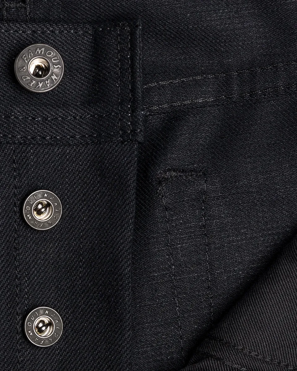 Naked & Famous Weird Guy Regular Tapered Mens Jeans - Solid Black Selvedge