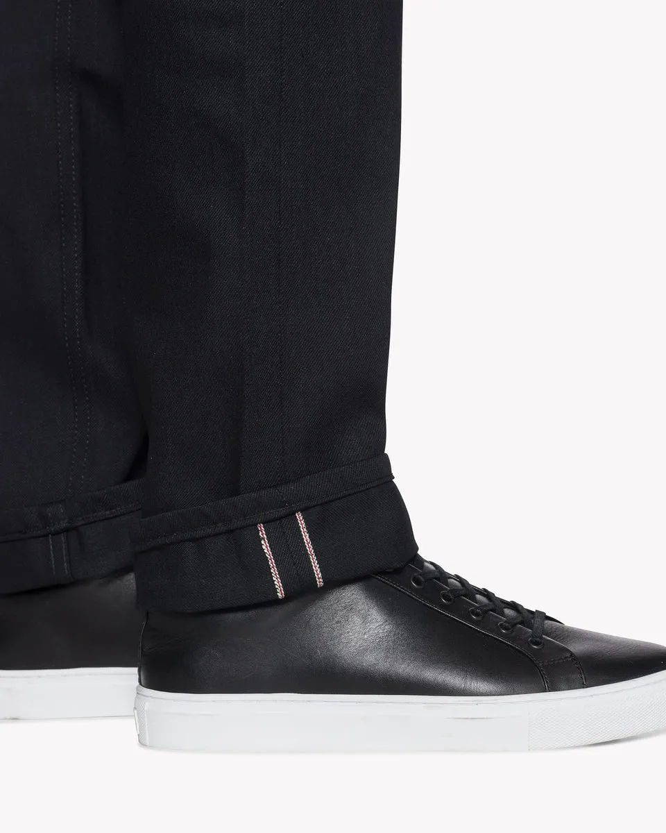 Naked & Famous Weird Guy Regular Tapered Mens Jeans - Solid Black Selvedge
